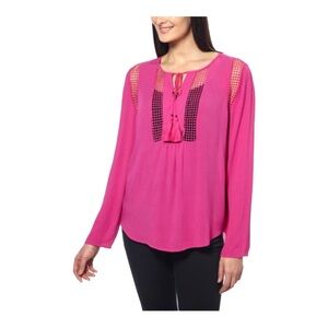 Joseph A. Women's Pop-Over Tie Front Top Size XL Pink